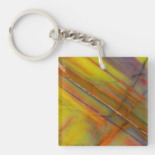 Versteend hout geel sleutelhanger