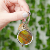 Versteend hout geel sleutelhanger (Hand)