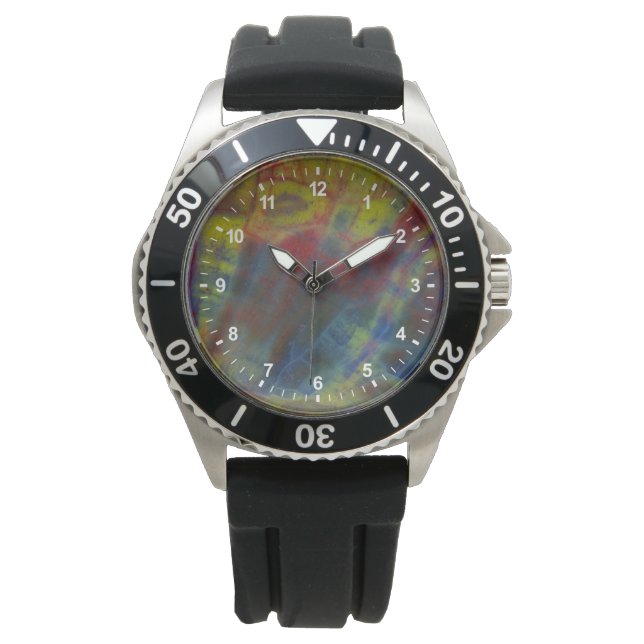 Versteend Hout Horizontaal Horloge (Voorkant)