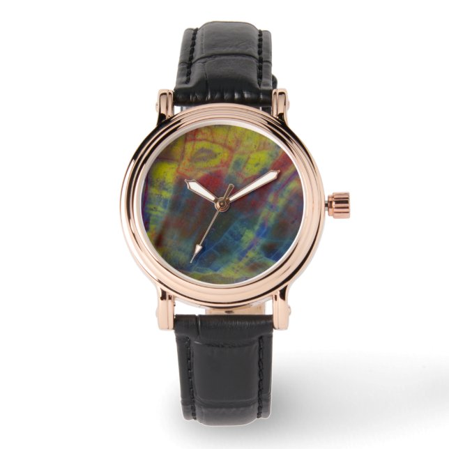 Versteend Hout Horizontaal Horloge (Voorkant)