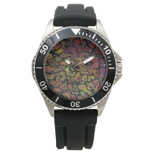 Versteend regenboog dinosaurusbot horloge (Voorkant)