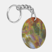 Versteend regenbooghout sleutelhanger (Voorkant Links)