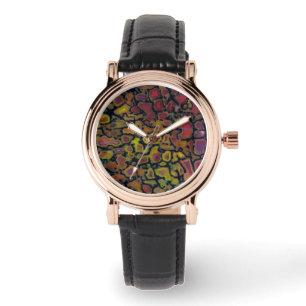 Versteende dinosaurusbot met regenboogkleur horloge