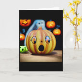  Versteende Pompoen Halloween MCM Kaart (Gele Bloem)