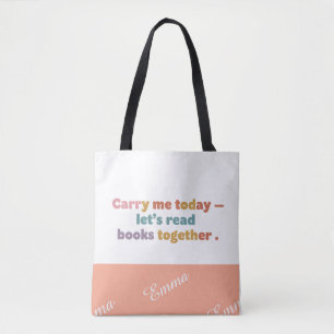 Verstelbare boekentas, jouw naam toevoegen, kleure tote bag