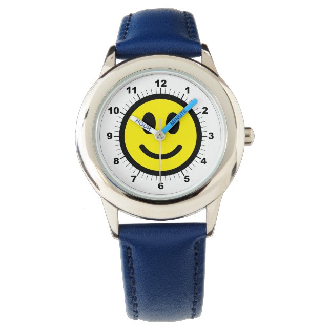 Verstelbare Happy Face Blue-nummer van kind Horloge (Voorkant)