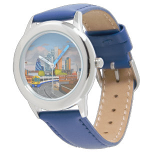 Verstelbare rand roestvrij staal blauw nummer voor horloge