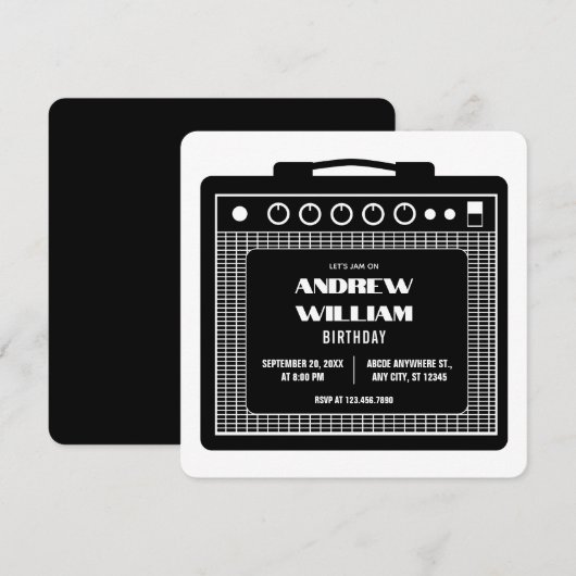 Versterker luidspreker muziek verjaardag kaart (Voorkant / Achterkant)