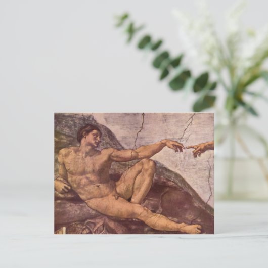 Versterking van Adam door Michelangelo Briefkaart (Staand voorkant)