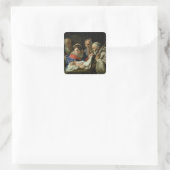 Versterking van de Baby Jezus Vierkante Sticker (Tas)