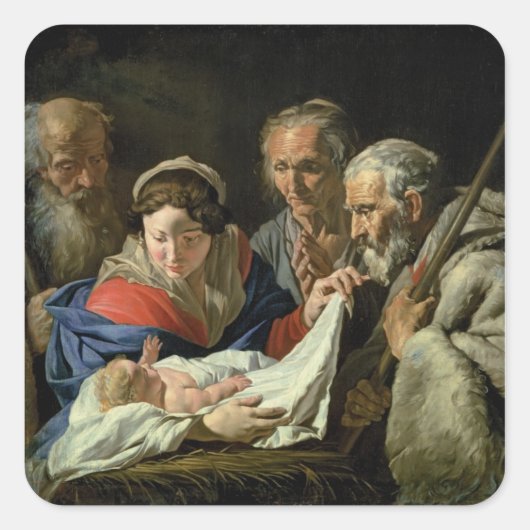 Versterking van de Baby Jezus Vierkante Sticker (Voorkant)