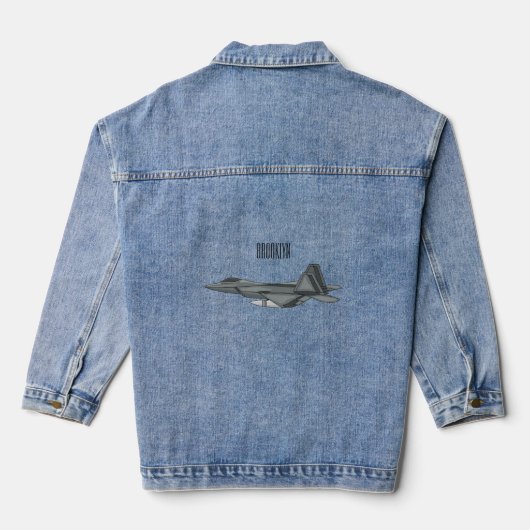 Versterking vliegtuig cartoon denim jacket (Achterkant)