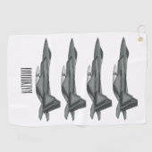 Versterking vliegtuig cartoon golfhanddoek (Horizontaal)