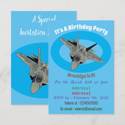 Versterking vliegtuig cartoon kaart (Voorkant / Achterkant)