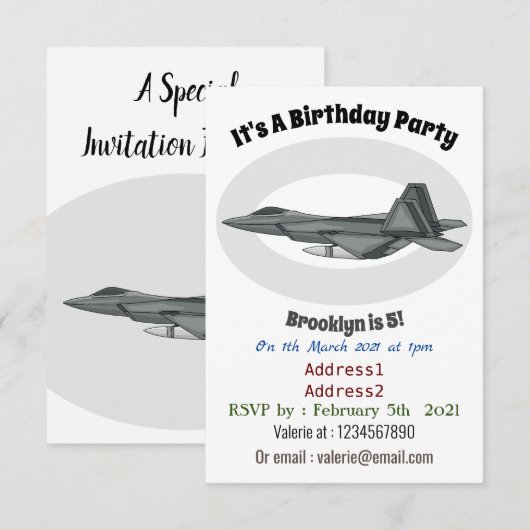 Versterking vliegtuig cartoon kaart (Voorkant / Achterkant)