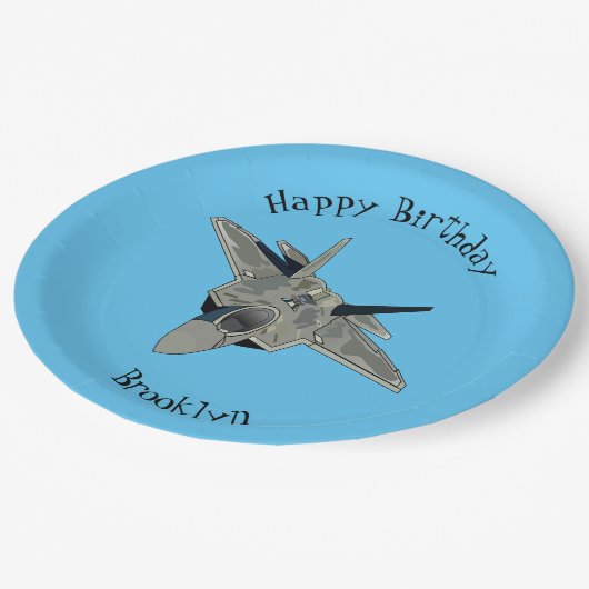 Versterking vliegtuig cartoon papieren bordje (Gekanteld)