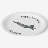 Versterking vliegtuig cartoon papieren bordje (Gekanteld)