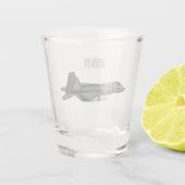 Versterking vliegtuig cartoon shot glas (Achterkant)