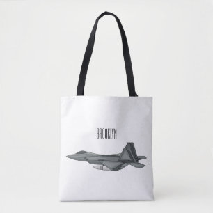 Versterking vliegtuig cartoon tote bag