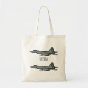 Versterking vliegtuig cartoon tote bag