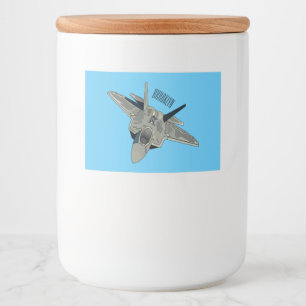 Versterking vliegtuig cartoon voedselcontainer etiket