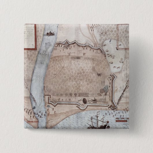 Versterkt kampement, Puerto Rico Vierkante Button 5,1 Cm (Voorkant)