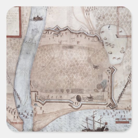 Versterkt kampement, Puerto Rico Vierkante Sticker (Voorkant)