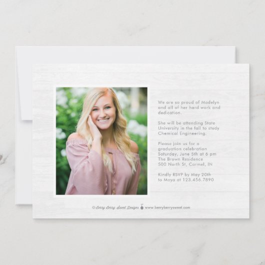 Versterkte afstudeeraankondiging uitnodiging (Achterkant)