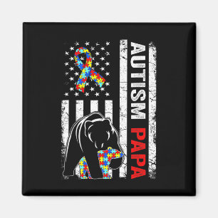 Verstevigde Amerikaanse vlag Autisme Papa Beer Bew Magneet