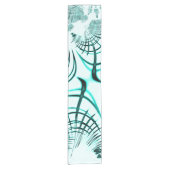 Verstevigde cyaan gebogen sporen op lichtachtergro korte tafelloper (Voorkant)