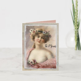 Verstevigde Victoriaanse vrouw met bloemen in wate Feestdagen Kaart