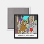 Verstomd: Ketenzaag Vs Boom grappige strip Magneet (Voorkant / Achterkant)