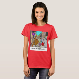 Verstomd: Ketenzaag Vs Boom grappige strip T-shirt