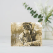 Verstoord bronzen beeld Auguste Rodin Briefkaart (Staand voorkant)