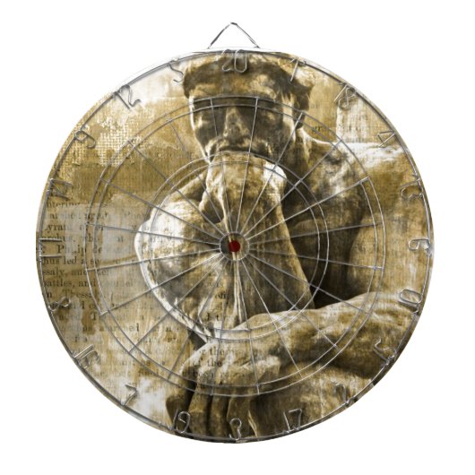 Verstoord bronzen beeld Auguste Rodin Dartbord (Voorkant)