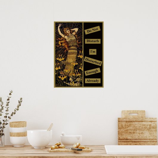 Verstoord Grappig  Lady Gold Black Spider Web Poster (Keuken)