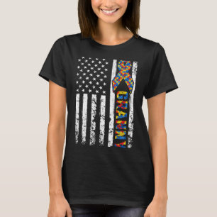 Verstoorde Amerikaanse vlag Autism Granny Awarenes T-shirt