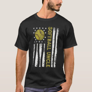 Verstoorde Amerikaanse Vlag Softball Oom Vader T-shirt