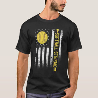 Verstoorde Amerikaanse vlag Softball Stepdad Fath T-shirt