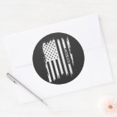 Verstoorde Amerikaanse vlag Witte streep Persoonli Ronde Sticker (Envelop)
