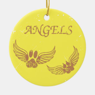 Verstoorde Angel Pet Paws Yellow Keramisch Ornament