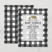 Verstoorde Beren van Gingham Baby shower Kaart (Voorkant / Achterkant)
