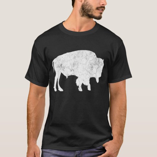 Verstoorde buffelretro Bison Dierenvriend Shirt (Voorkant)