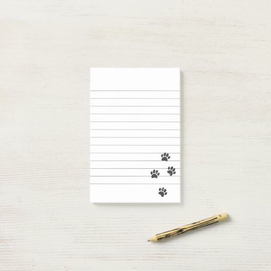 Verstoorde dog Paw Tracks Lined Post-it® Notes (Op bureau)