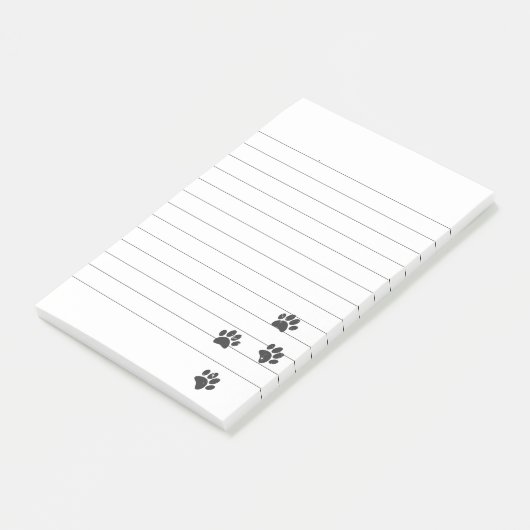 Verstoorde dog Paw Tracks Lined Post-it® Notes (Schuin)