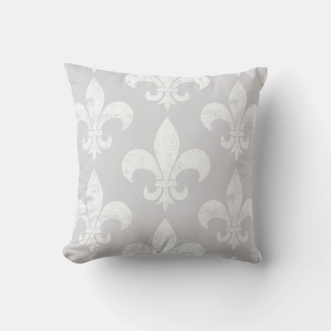 Verstoorde elegante zout Neutrale Fleur de Lis Kussen (Voorkant)