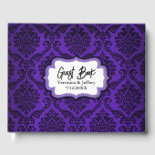 Verstoorde gothische Paarse en zwarte Damask bruil Gastenboek (Voorkant)