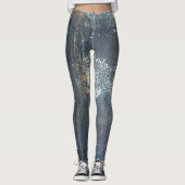 Verstoorde grijs en blauw Abstract Leggings (Voorkant)