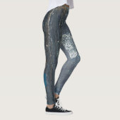 Verstoorde grijs en blauw Abstract Leggings (Rechts)