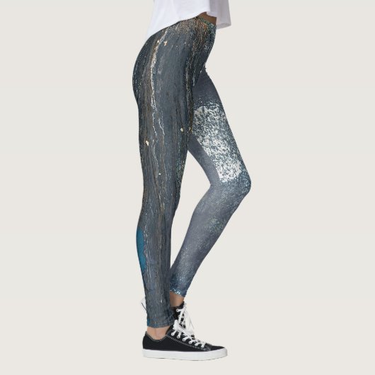 Verstoorde grijs en blauw Abstract Leggings (Rechts)